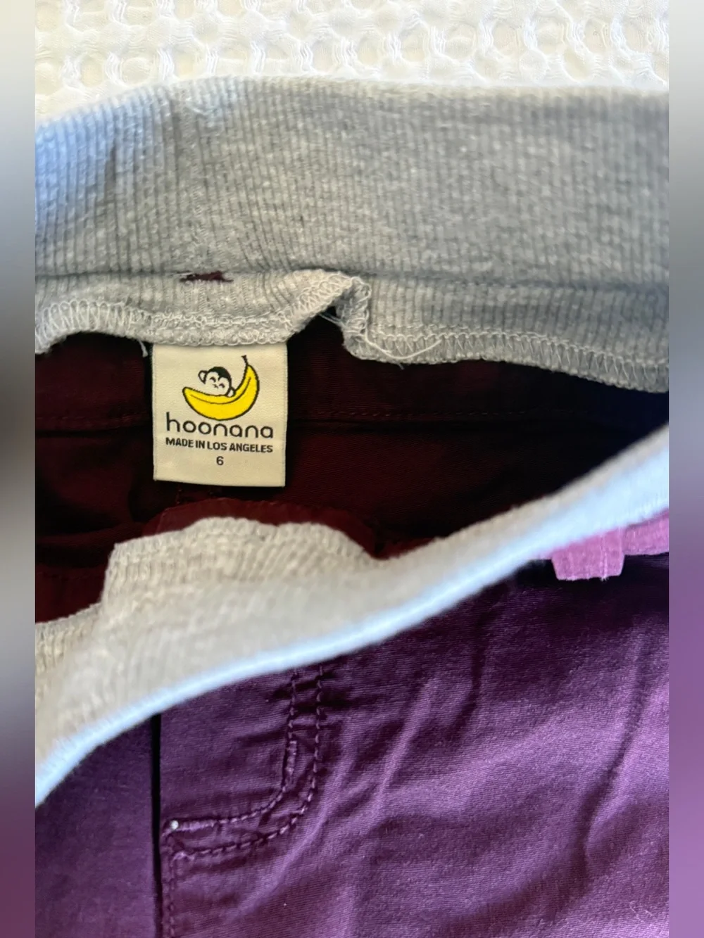Two Hoonana Kids Stretch Waist Shorts - Black & Burgundy Size 6